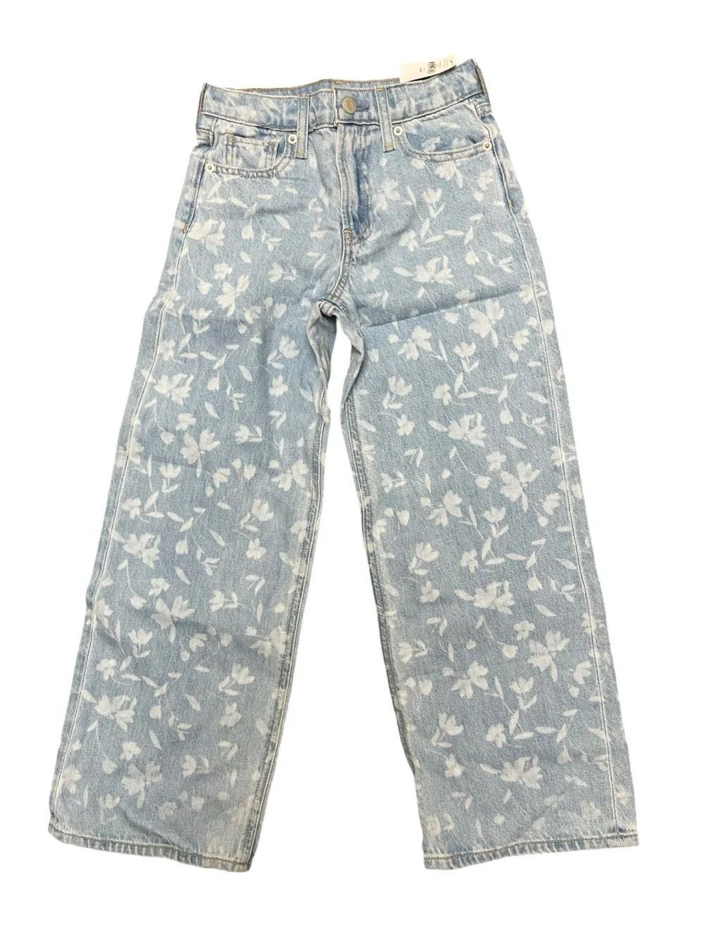 Gap Kids Low Stride Jeans Size 8 Slim Floral Print Wide Leg Denim NWT